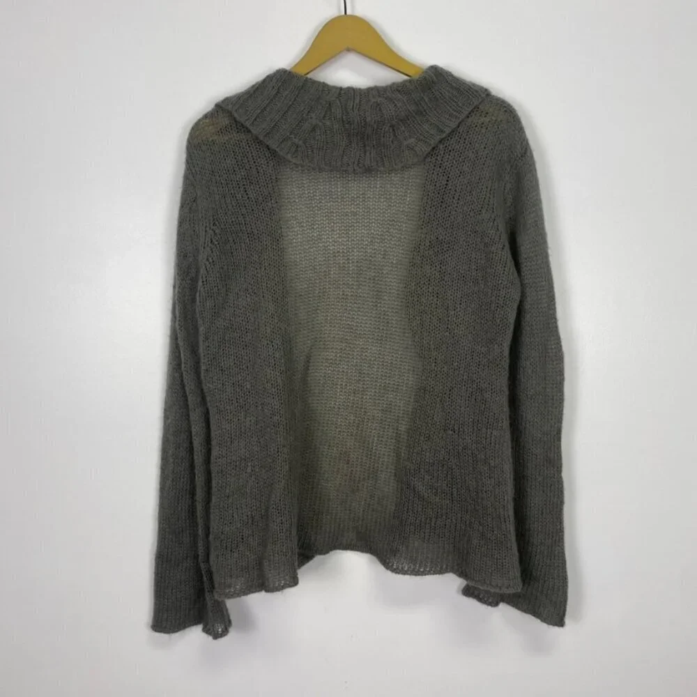 Wooden Ships Gray Mohair and Wool Blend Open Front Cardigan Sweater